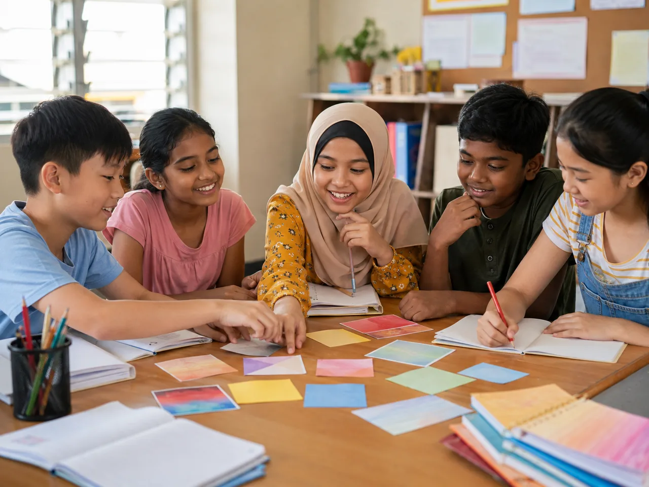 Malaysian learners developing a story together